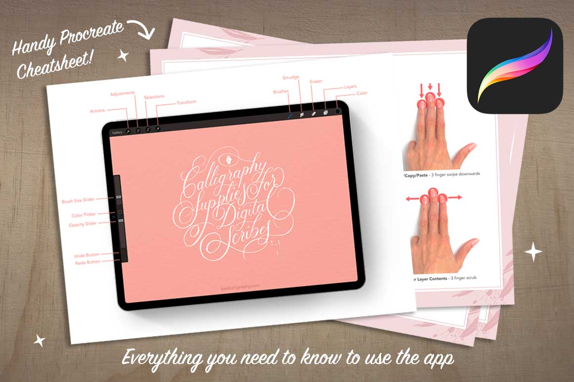 iPad Calligraphy in Procreate - Bonus Procreate Cheatsheet