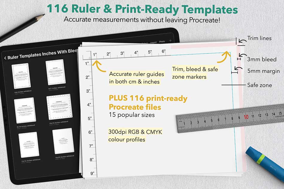 Essentials for Lettering in Procreate - Ruler Templates