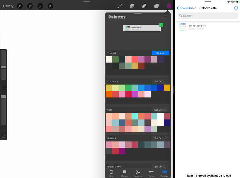 Procreate 5x color palettes