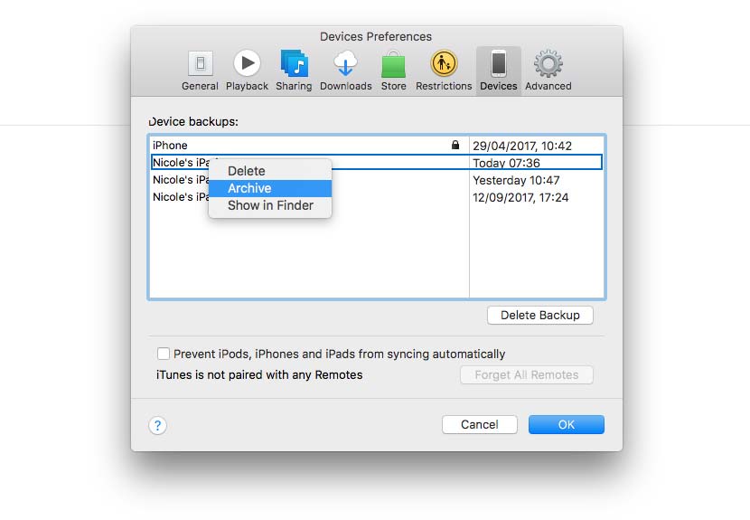 How to Create an Archive Backup in iTunes