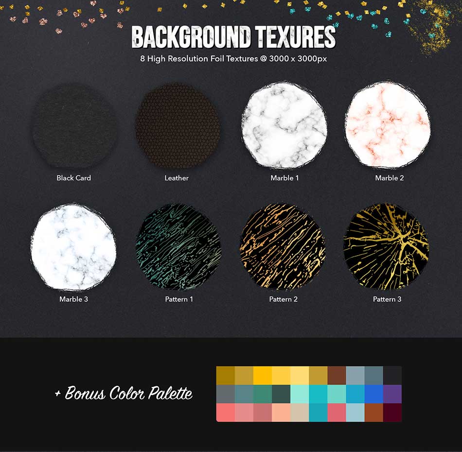 Glitter & Foil Kit for Procreate - Bonus Backgrounds