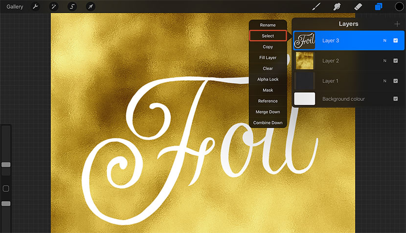 Create Gold Foil Text in Procreate