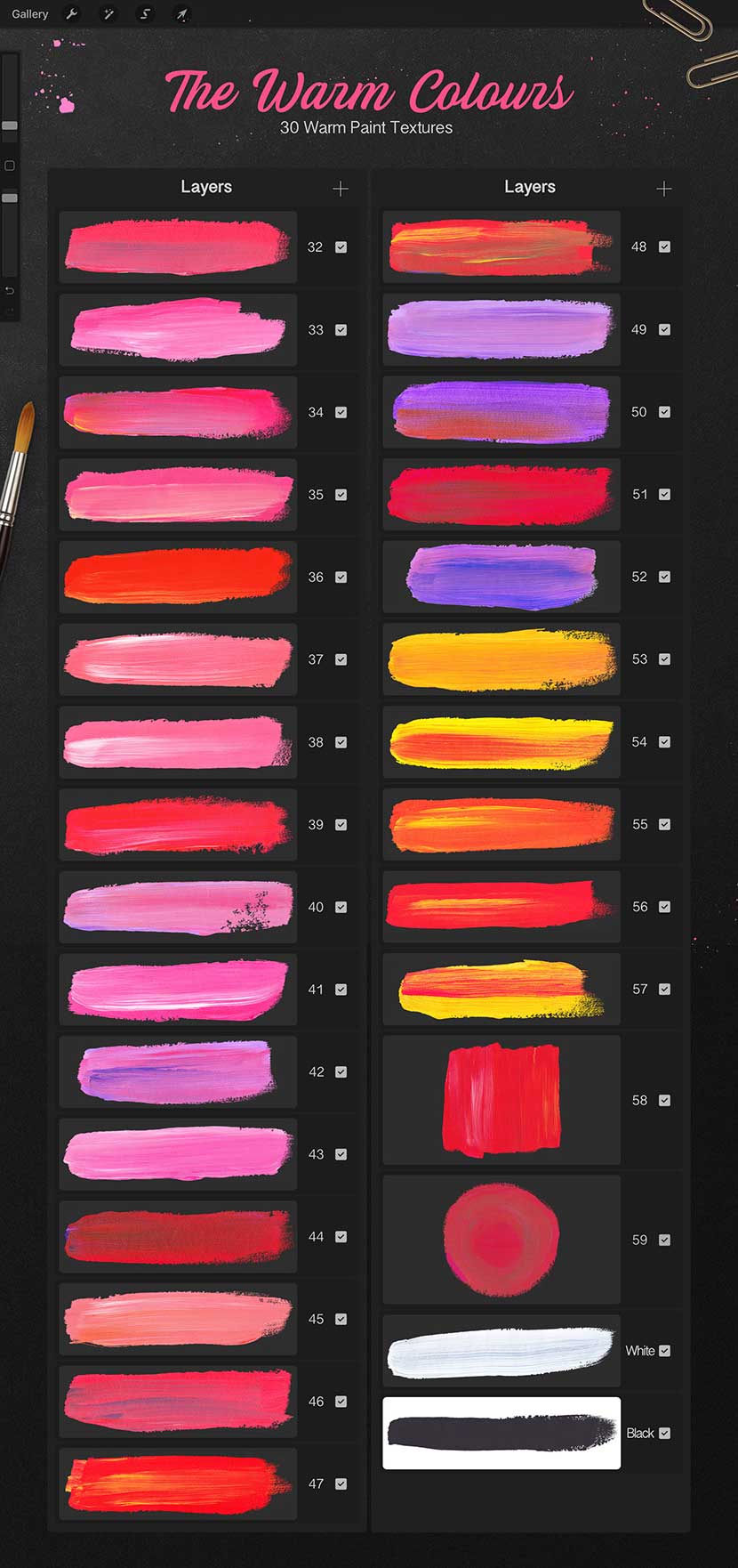 Pencils and Paint Texture Kit for Procreate