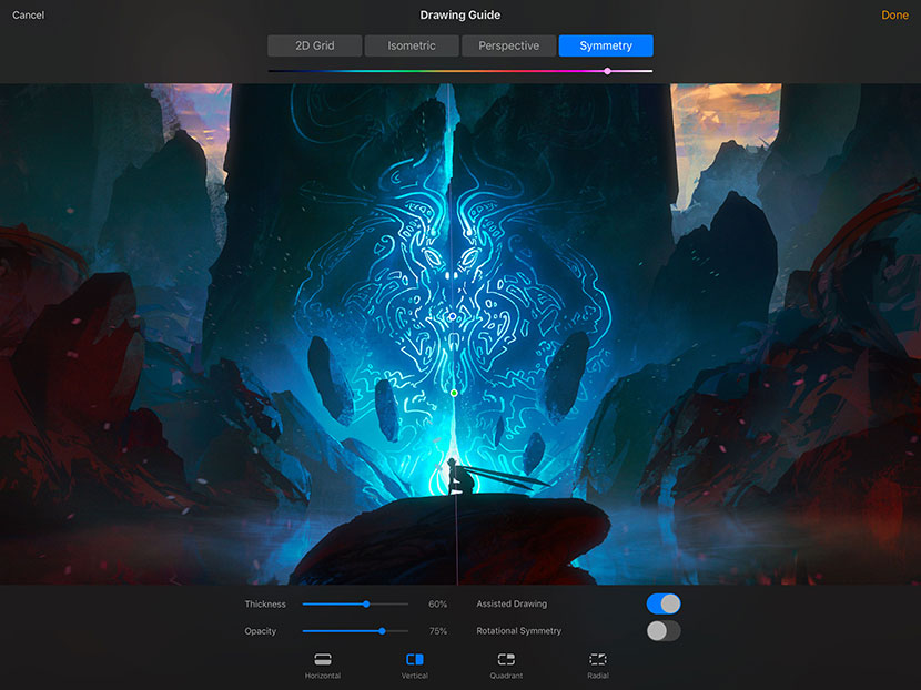 Procreate 4.1 - New Features - Symmetry