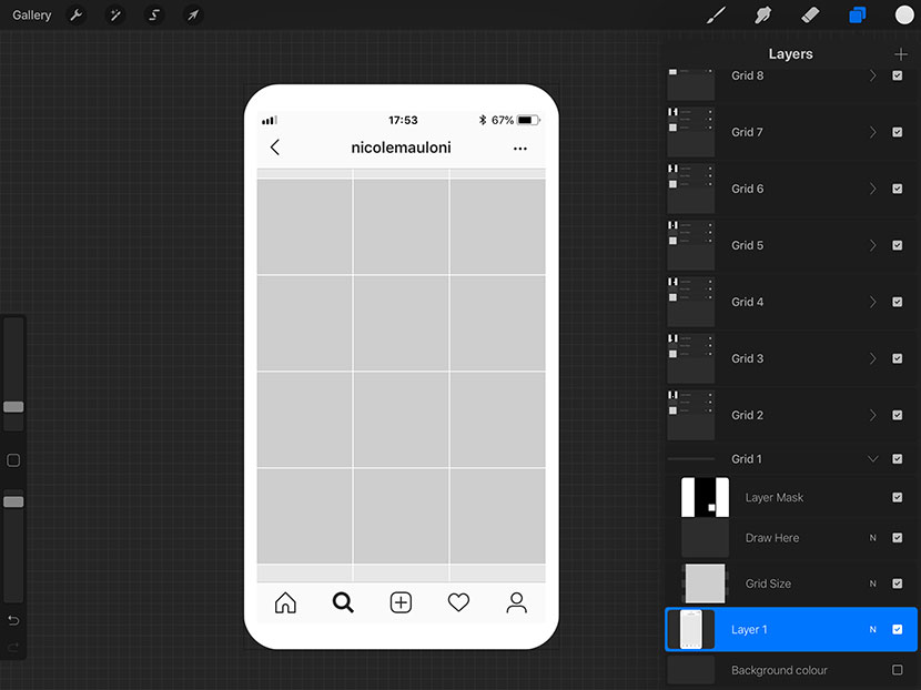 preview instagram grid