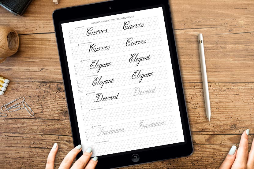 Copperplate Calligraphy on the iPad - Free word guides
