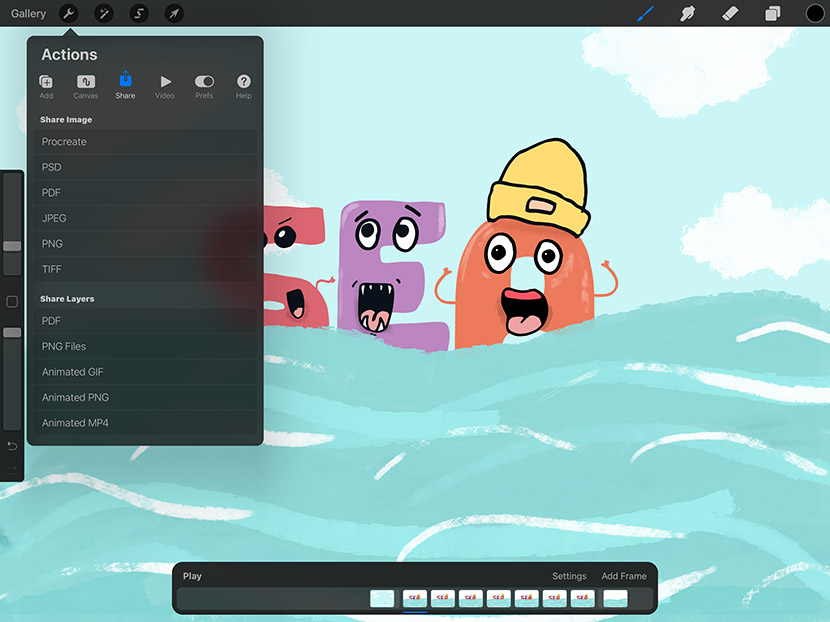 Export animation from Procreate 5