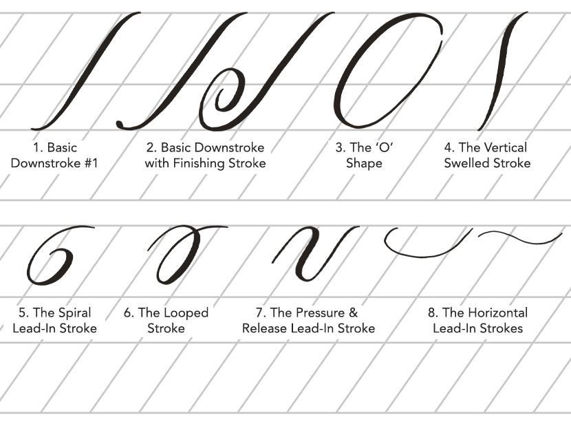 Copperplate Calligraphy Basic Strokes - Uppercase Letters