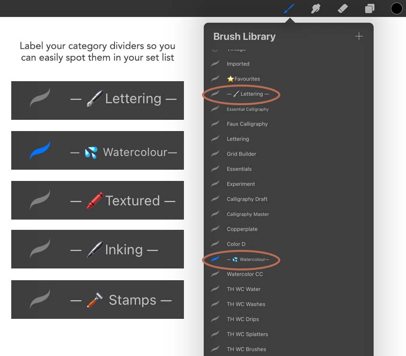 Organise Procreate Brush Library