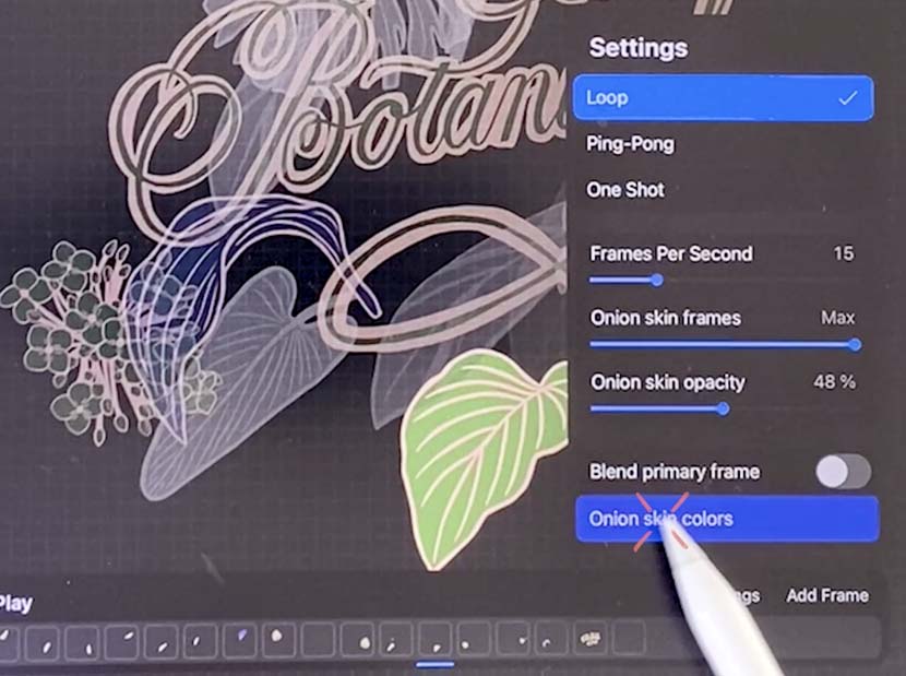 Procreate 5.2 Change onion skin colors