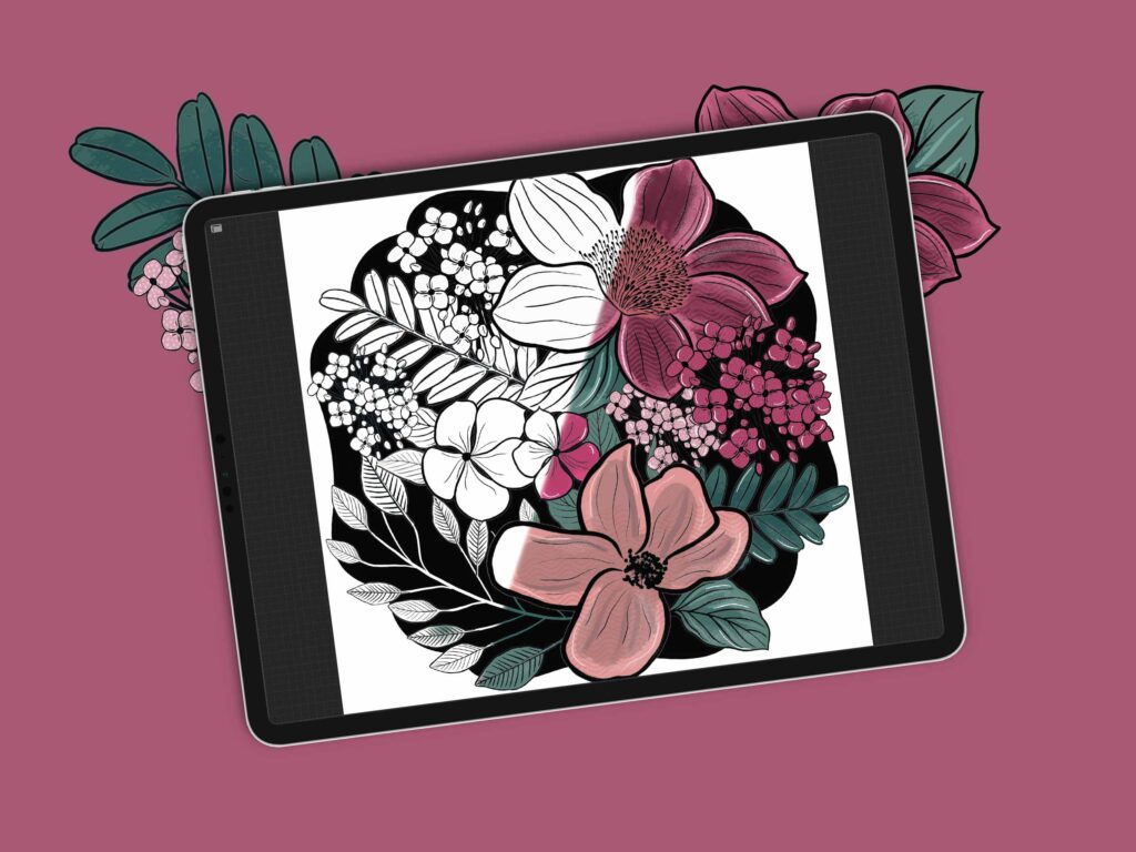 Floral Coloring In Design for Procreate