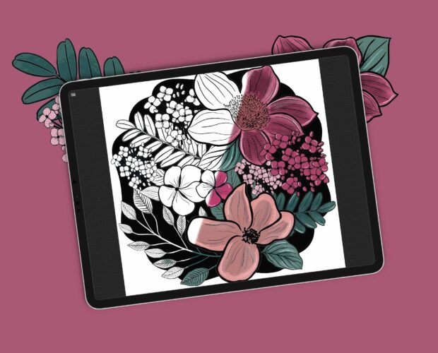 Floral Coloring In Design for Procreate