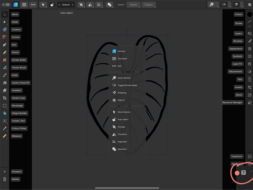 Affinity Designer iPad 2.5 - Tool Discovery Finder