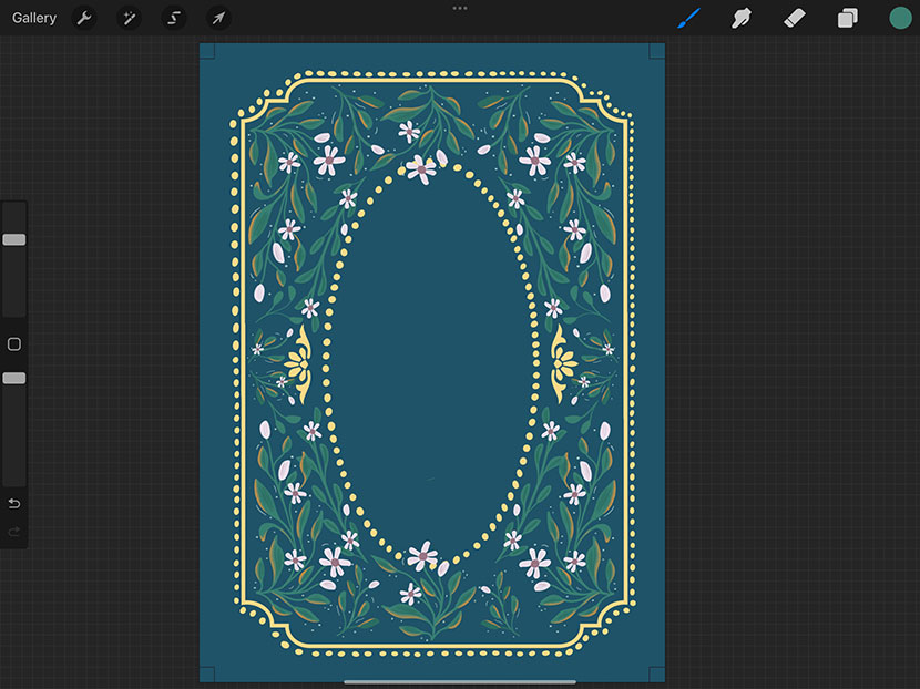 Custom wedding invitation in Procreate - Finished Frame