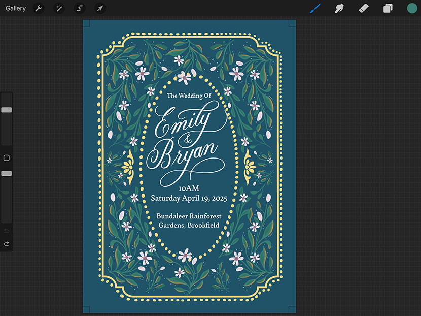 Custom wedding invitation in Procreate