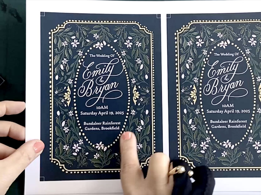 Custom wedding invitation in Procreate - Test Print