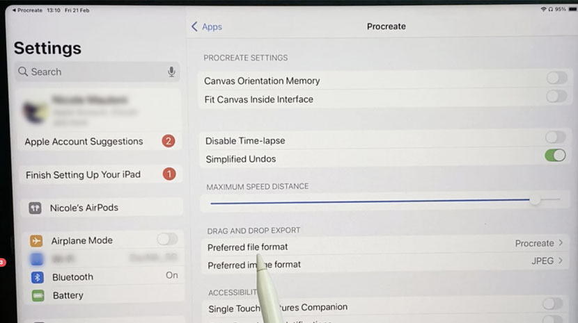 How to Backup your Procreate Files - drag and drop settings