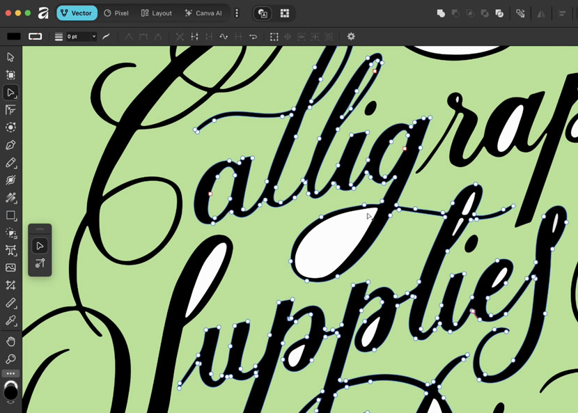 Affinity Studio - Image Trace convert procreate lettering vector