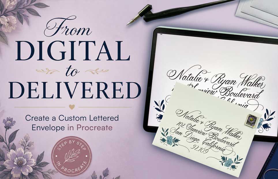 From Digital to Delivered - Custom Lettered Envelope in Procreate
